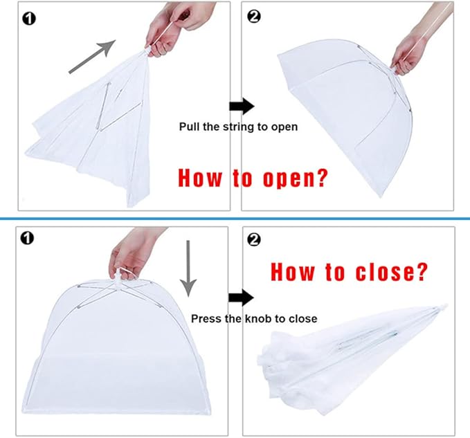 Mesh Food Covers for Outdoors,1 Pack 40"X24" Extra Large Food Net + 5 Pack 17"X17 Large Pop Up Mesh Food Tent Umbrella Food Covers for Outside Picnic Party BBQ Supplies