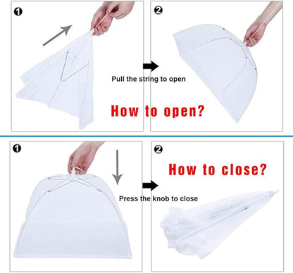 Mesh Food Covers for Outdoors,1 Pack 40"X24" Extra Large Food Net + 5 Pack 17"X17 Large Pop Up Mesh Food Tent Umbrella Food Covers for Outside Picnic Party BBQ Supplies