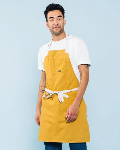 Caldo Daily Cotton Kitchen Apron for Cooking- Mens and Womens Professional Chef or Server Bib Apron - Adjustable Straps with Pockets and Towel Loop (Mustard) - Image 7