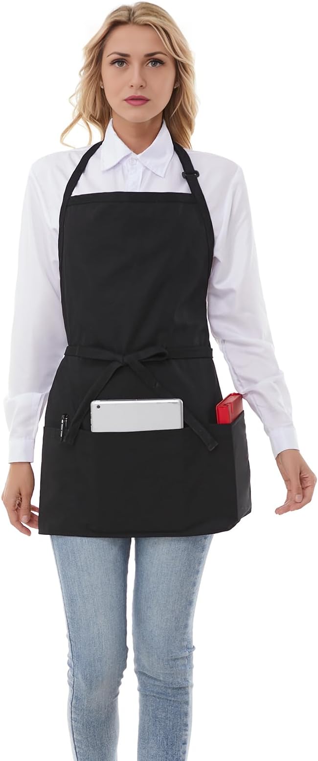 Aprons for Women with 3 Pockets, Server Apron, Aprons for Cooking, Chef Apron, Comfortable Material Adjustable