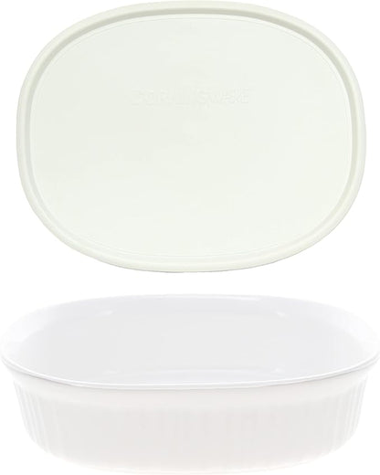 CorningWare FS2 2.5qt/2.35L Oval French White Casserole Dish and F-2-PC Oval French White 2.5qt Plastic Lid