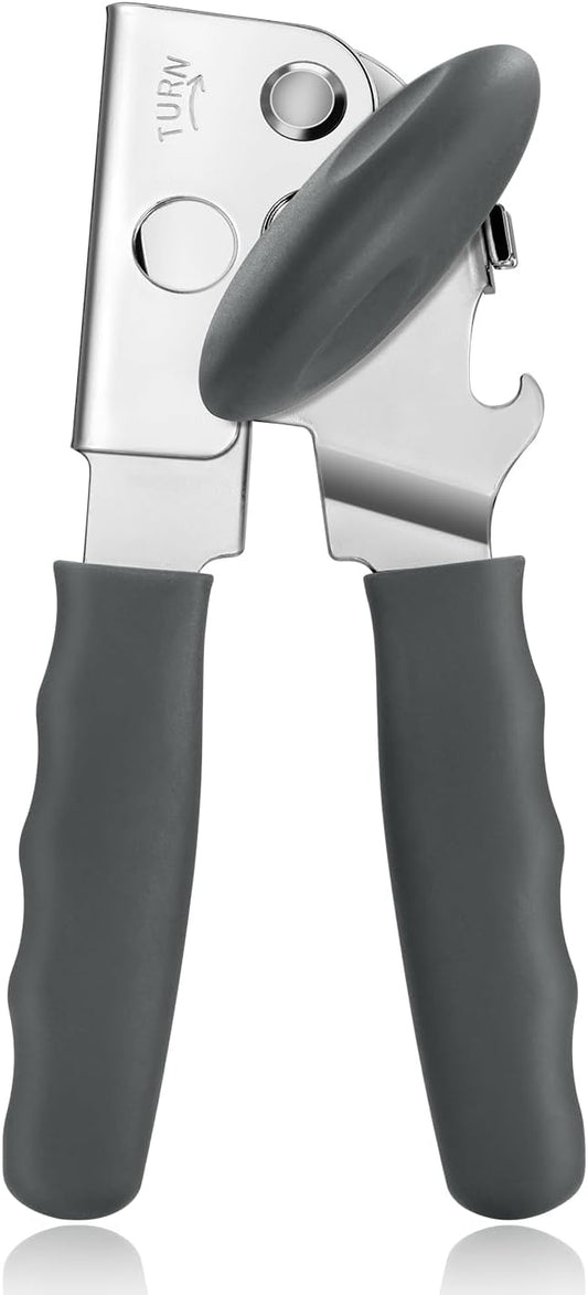 Can Opener Manual Heavy Duty, UHIYEE Hand Held Can Openers for Seniors with Comfort Grip Sharp Blade, Solid Steel Hand Manual Can Open with Magnet for Kitchen Camping, Gray by UHIYEE