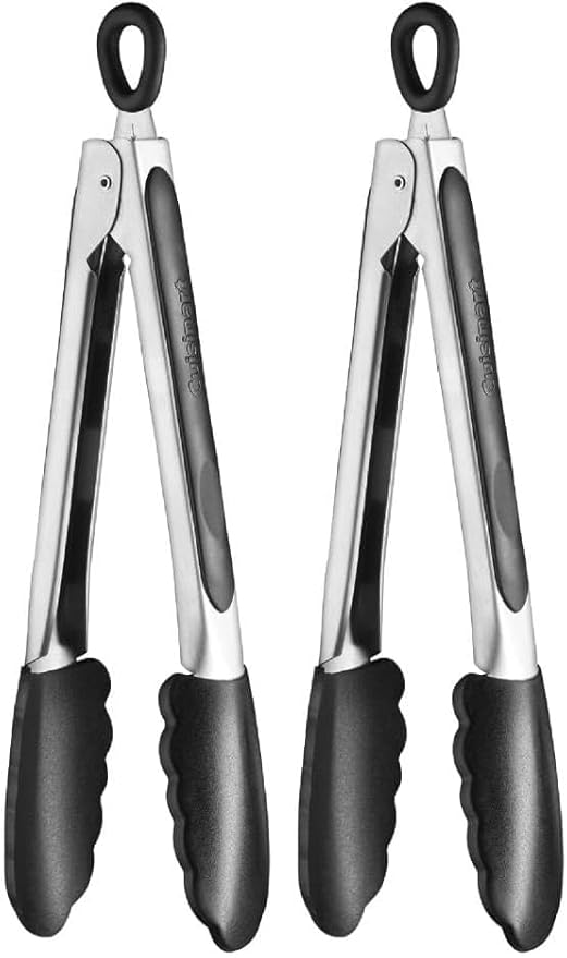 Cuisinart Silicone-Tipped 9-Inch Tongs,Black (Pack of 2) by Cuisinart