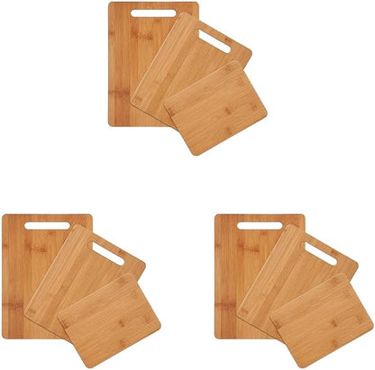 Farberware 3-Piece Wood Cutting Board Set,Reversible Chopping Boards for Meal Prep and Serving,Charcuterie Boards,Wooden Cutting-Boards with Built-in Handles,Set of 3 Assorted Sizes,Bamboo,(Pack of 3) by Farberware