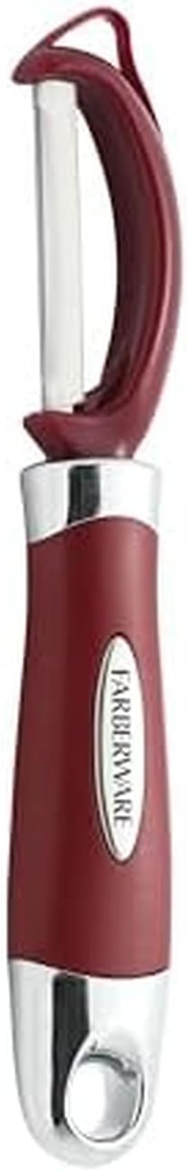 Farberware Pro2 Euro Vegetable Peeler with Ergonomic Handle, Razor-Sharp Stainless Steel Swivel Blade, Dishwasher Safe - Red, Peelers for Kitchen Use on Potatoes, Fruits, and More by Farberware