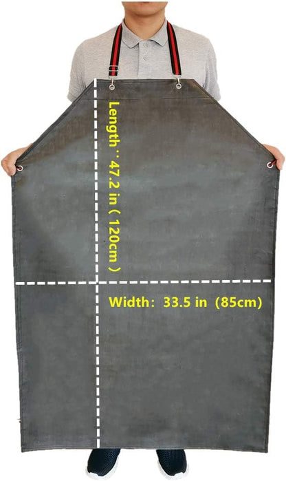 TonLing Thick Rubber Apron, 47.2 x 33.5 Inch Waterproof, Long Chemical Resistant, Adjustable for Dishwashing, Cleaning Fish, Gardening, Lab Work, Butcher and Dog Grooming, Grey - Image 5