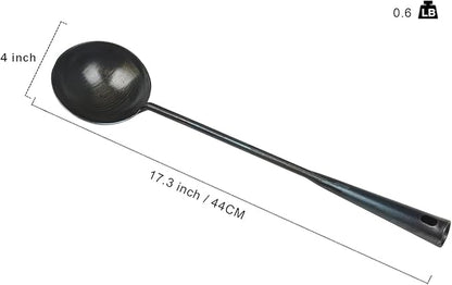 ZhenSanHuan Chinese Traditional HandMade Iron Ladle Wok Tool Set,Long wok utensils (Ladle, 40CM/15.7'')