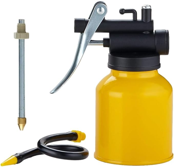 Hand Pump Oiler Can Professional Level 8 oz. Capacity Pump Oiler with Metal & Long Flex Spout - Image 3
