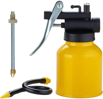 Hand Pump Oiler Can Professional Level 8 oz. Capacity Pump Oiler with Metal & Long Flex Spout - Image 3