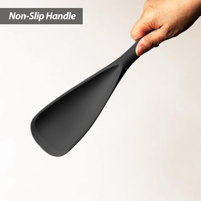 Cooking Spoon for Nonstick Cookwares, VOVOLY Silicone Spoon for Mixing, Scoop, and Scrape,Seamless Design, 12.6'', 2 Pack, Black - Image 9