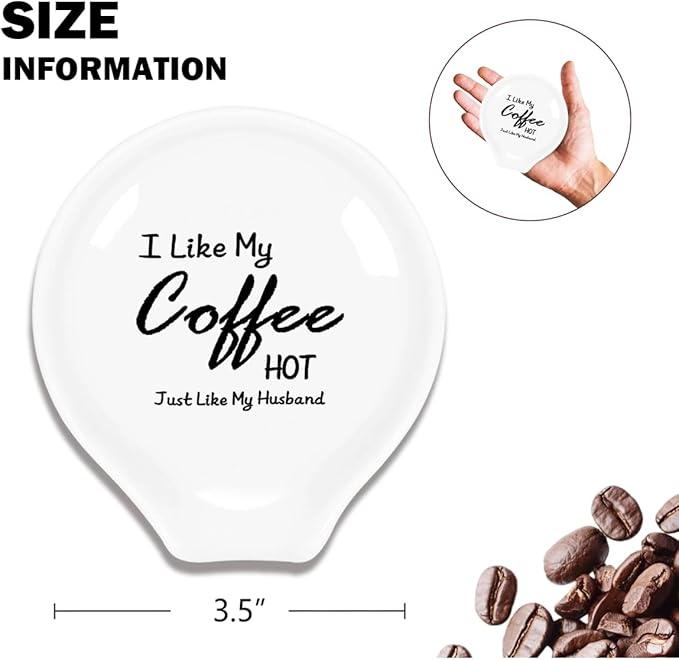 Funny Coffee Spoon Holder-Coffee Spoon Rest-Cafe Bar Station Accessories-I Like My Coffee Hot Just Like My Husband Sign