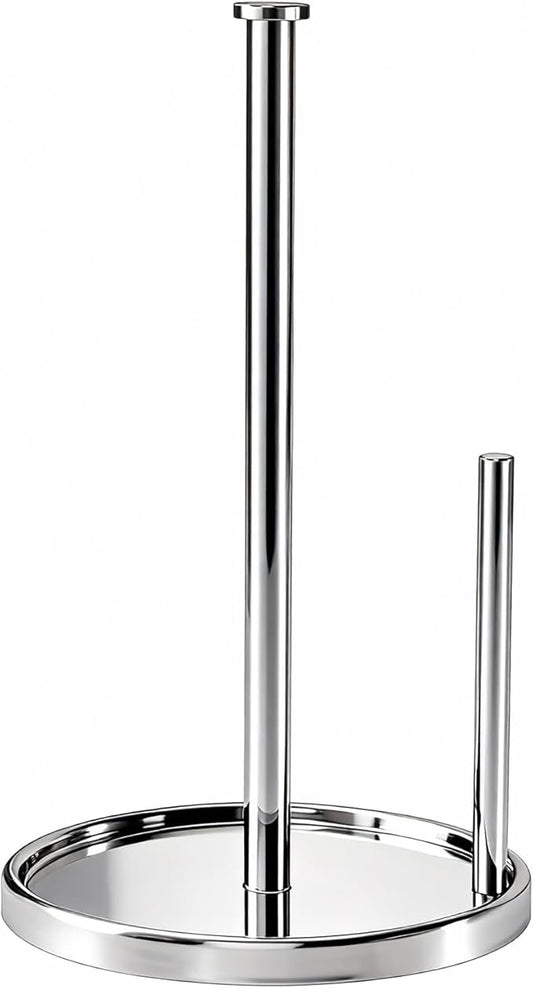 Paper Towel Holder Countertop, Standing Paper Roll Holder with Anti Slip Weighted Base, Stainless Steel Freestanding Paper Towel Holder for Kitchen, Chrome by STWWO