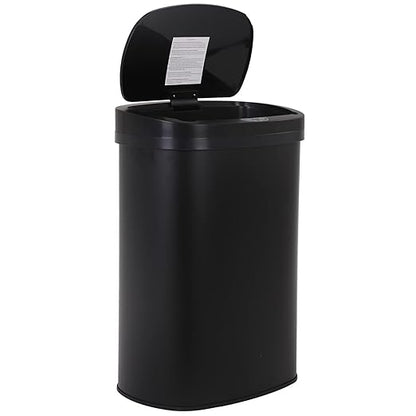 13 Gallon 50 Liter Garbage Can Kitchen Trash Can with Lid Automatic Sensor Touch Free Stainless Steel Waste Bin for Bathroom Bedroom Home Office,Black by FDW