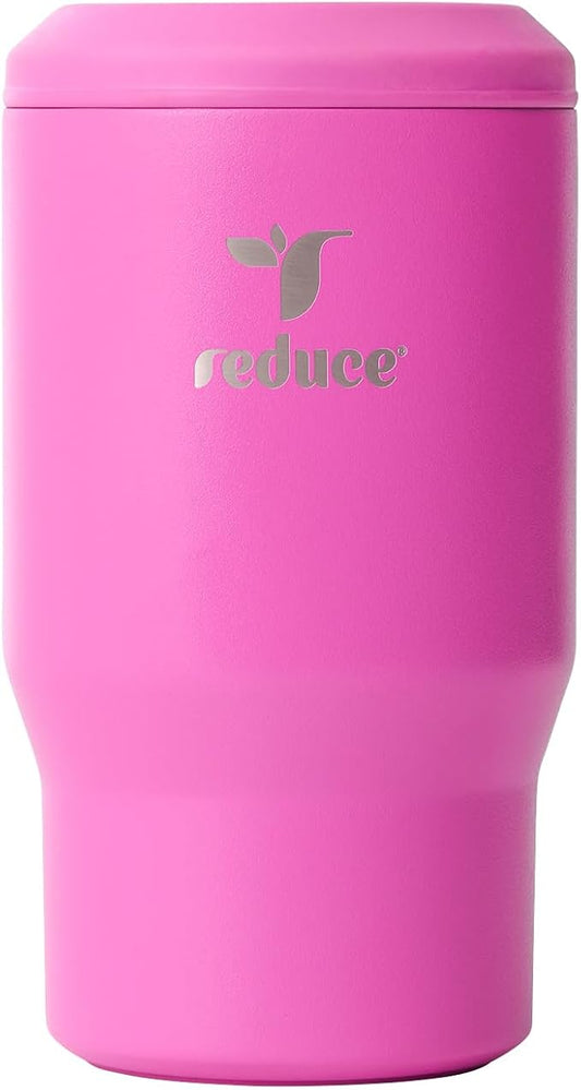 Reduce 4-in-1 Drink Cooler - Versatile Can & Bottle Holder with Vacuum Insulation - Keeps Drinks Cold Up to 4 Hours - Includes Bottle Opener - Fits Cupholders & Dishwasher Safe - 14oz - Sunset Fuschia