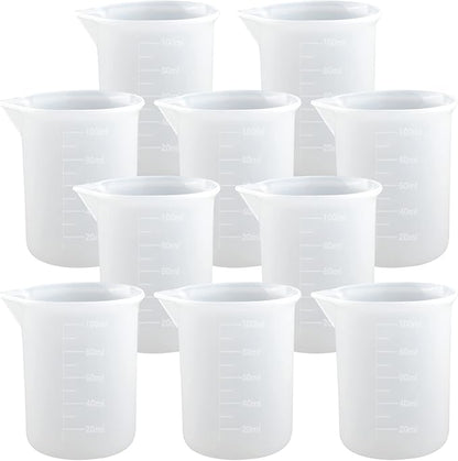10 PCS 100ml Silicone Measuring Cups for Resin Non-Stick Mixing Cups Glue Tools, Precise Scale Toning Cups for Resin DIY Craft Jewelry Making