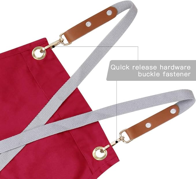 Mignongirl Crossback Apron with Pockets x2,Split Apron with Adjustable Straps,M-XXL - Image 5