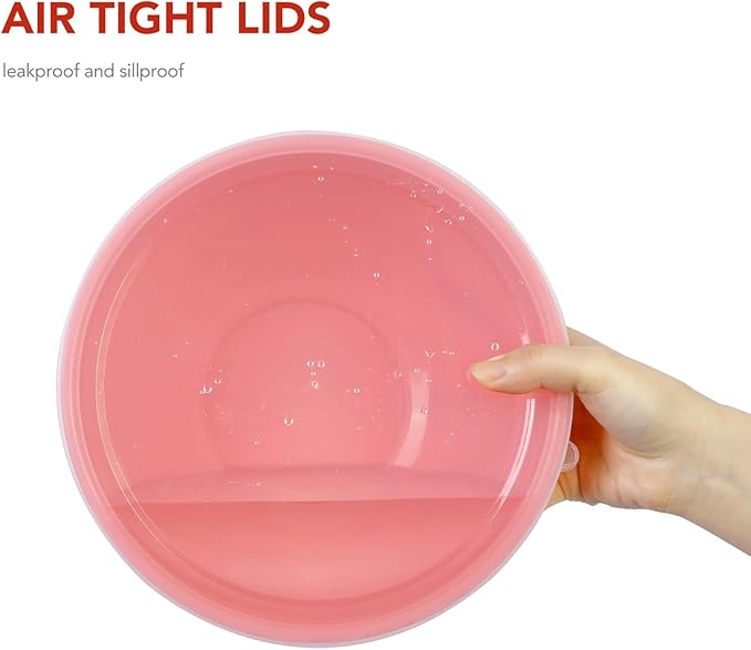 BoxedHome BPA Free Plastic Round Mixing Bowl with Lids, 12 Pack Nesting Bowls with Lids Set, Microwave and Dishwasher Safe Prep & Serving Bowls Great for Mixing, Baking, Serving (Pink, 12pcs) - Image 4