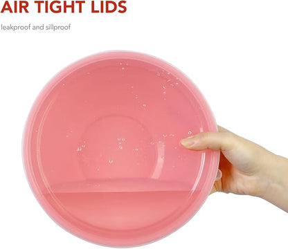 BoxedHome BPA Free Plastic Round Mixing Bowl with Lids, 12 Pack Nesting Bowls with Lids Set, Microwave and Dishwasher Safe Prep & Serving Bowls Great for Mixing, Baking, Serving (Pink, 12pcs) - Image 4