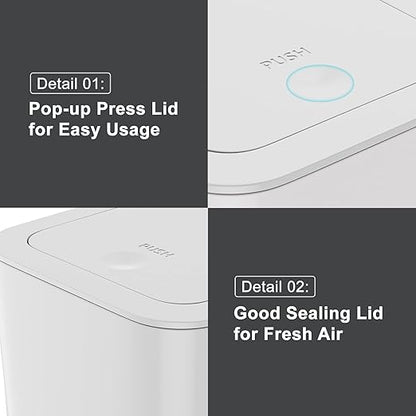 N. NETDOT 3 Pack 2.6 Gallon / 10L Bathroom Trash Can with Lid,Kitchen Garbage Can Small Trash Bin Waste Basket for Bathroom,Kitchen,Bedroom,Living Room,Office - Off White - Image 6