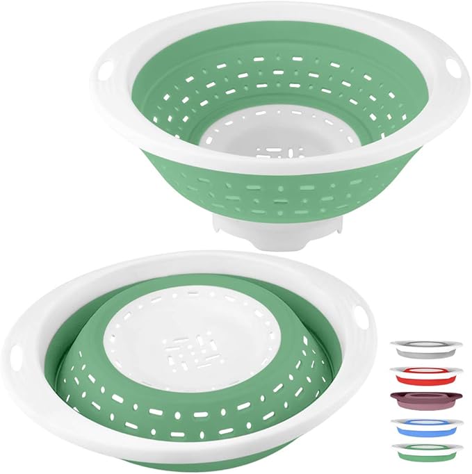 QiMH Collapsible Colander and Strainer, 5 Quart(1.25 gal) BPA Free & Dishwasher-safe Silicone Foldable Strainer, Heavey Duty Kitchen Drainer Basket for Pasta, Veggies and Fruits by Qimh