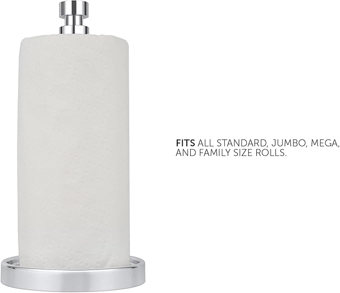 Ivilon Countertop Paper Towel Holder - Steady and Easy Tear - Fits All Paper Towel Rolls - Chrome - Image 3