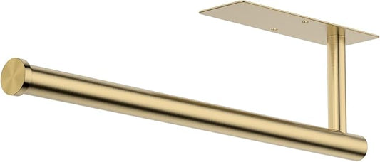 Paper Towel Holder Under Cabinet, Self-Adhesive,No Drilling, Stainless Steel, Wall-Mounted for Kitchen and Bathroom, Easy Install, Durable, Space-Saving, Ideal for Home, RV (Gold, 1 Pack) by CHIKESI