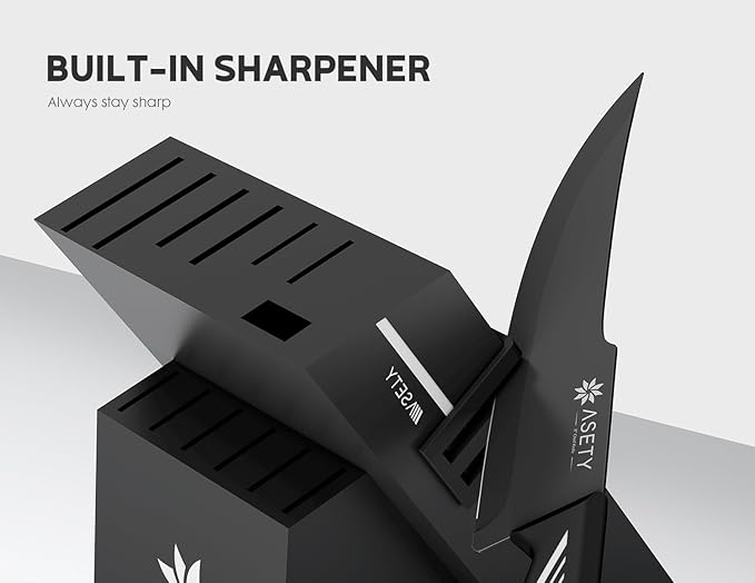 Knife Set - 15 PCS Kitchen Knife Set with Built-in Knife Sharpener Block - Stainless Steel Knife Block Set - Dishwasher Safe, Elegant Box for Men Women, Mothers Day, White - Image 3