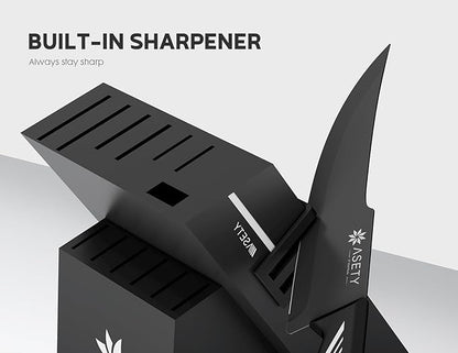 Knife Set - 15 PCS Kitchen Knife Set with Built-in Knife Sharpener Block - Stainless Steel Knife Block Set - Dishwasher Safe, Elegant Box for Men Women, Mothers Day, White - Image 3