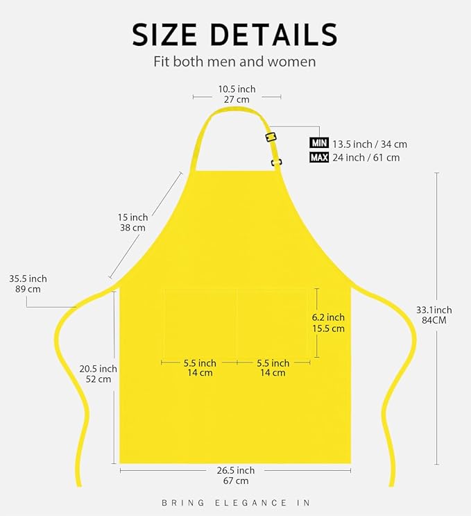 Syntus Apron for Men Women, Adjustable Cooking Kitchen Chef Aprons with 2 Pockets, Cotton/Polycotton/Polyester - Image 2