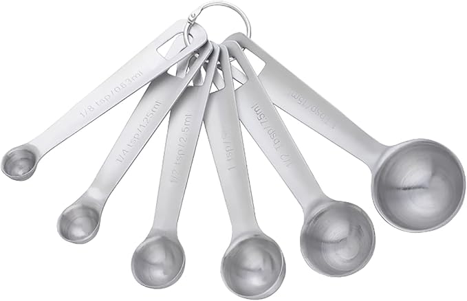 DOCBLACK Measuring Spoons, Heavy Duty 18/8 Stainless Steel Measuring Spoons Cups Set, Set of 6 for Gift Measuring Dry and Liquid Ingredients - Silver