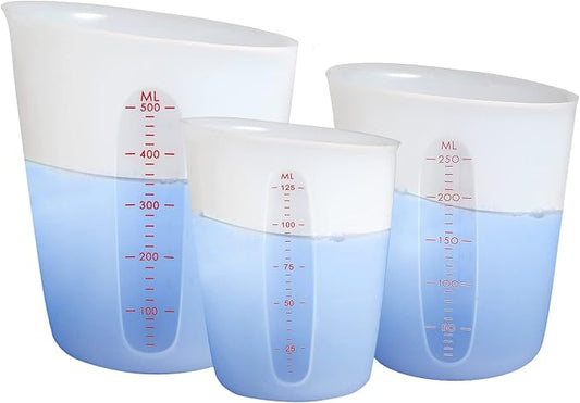 ZUYEE 3 PCS Silicone Measuring Cups (2 Cup + 1 Cup + 0.5 Cup) Flexible Melting Measure Cups for Chocolate,Epoxy Resin Butter, Squeeze Pour Baking Cup BPA Free with Marking ML/Ounce by ZUYEE