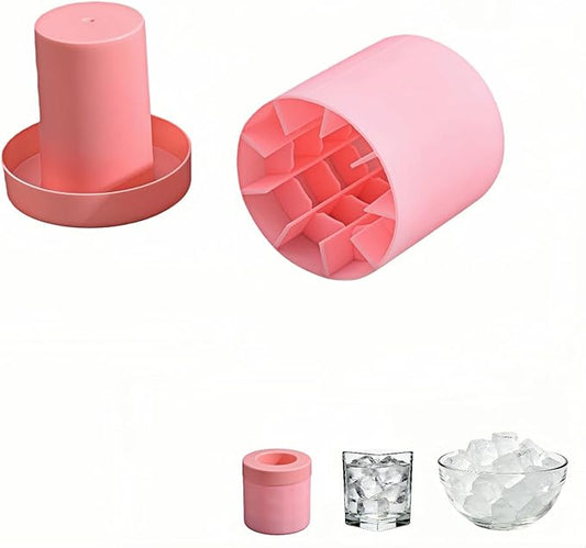 3D Upgraded Silicone Ice Cube Tray with Easy Release-30 Cubes, Leak-Proof&Space-Saving for Freezer,RV,Office-BPA-Free Fast Ice Maker for Drinks,Cocktails, Party (Includes Travel Ice Bucket) (Pink)