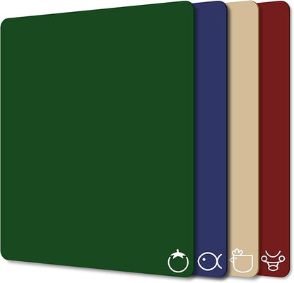 WK Plastic Flexible Cutting Boards for Kitchen Set of 4, Colored Cutting Board Mats with Food Icons, Non-Slip Cutting Mats, BPA Free, Dishwasher Safe by WKHome