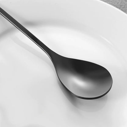 AnSaw 6-Piece Elegant Black Leaf Long Handle Teaspoons - 7.4" Stainless Steel Stir Spoons for Coffee & Tea, Perfect for Mixing & Stirring - Image 6