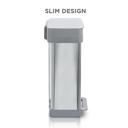 Clorox 13 Gallon Trash Can - 50L Kitchen Trash Can with Wide Step Pedal - Rectangular Stainless Steel Garbage Bin with Hinged Rim and Odor Protection - Image 2