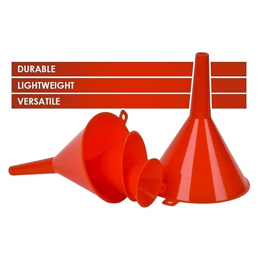 DEDC Oil Funnels, Gas Funnels, Plastic Funnel Set for Car, Automotive, Kitchen, Mini Small Large Red (4pcs Gas Plastic Funnel) - Image 3