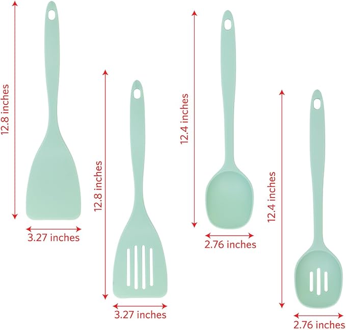 Glad Kitchen Utensils Set, 8pcs - Nonstick Cooking Tools with Utensil Holder - Nylon Spoon, Ladle, Skimmer, Spaghetti Server, and Turner Spatula Set - Dishwasher Safe, Teal Green - Image 4