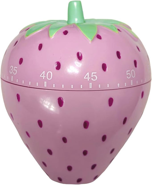Cute Fruit Cookie Kitchen Timer | Novelty Manual Cooking Alarm | Fun Shaped Mechanical Strawberry Windup for Home Desktop Decor
