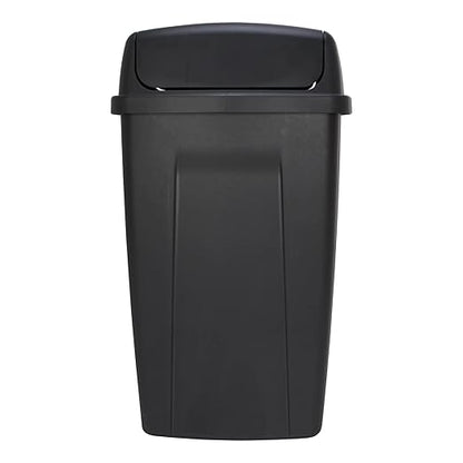 13-Gallon Black Plastic Kitchen Trash Can with Swing Top Lid - Image 6