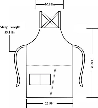 KITCHIEF Pottery Apron Split Leg,Cross Back Chef Apron with Pockets,Painting Apron with Adjustable Straps for Cooking,Baking,BBQ,Ceramic,Gardening(Black)