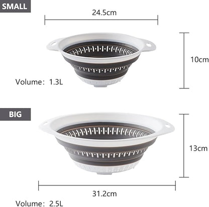 Collapsible Colander and Strainer,Silicone Strainer Colanders & Food Strainers,for Vegetable and Fruit, Kitchen Essentials (2, Pink, 1.3L+2.5L) - Image 5