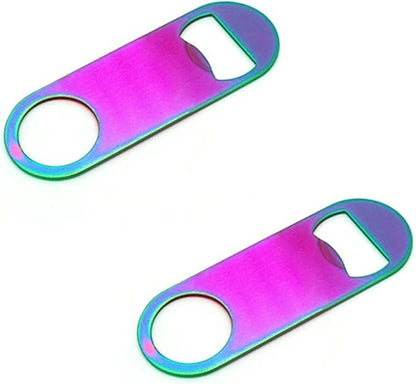 Rainbow Color Stainless Steel Flat Bottle Opener, Sturdy and Durable 2 Pcs to Send to Friends, Suitable for Bar Bartender Men Women Kitchen Restaurant Party Supplies (Small) by Unknown