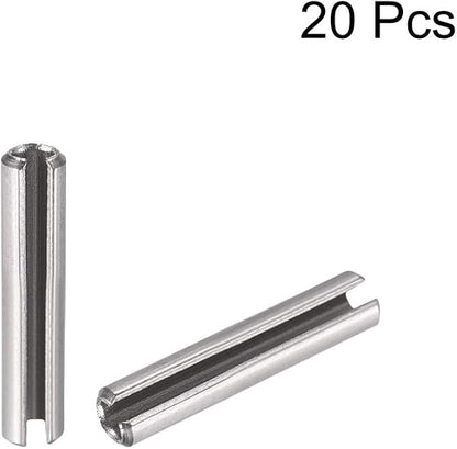 uxcell Slotted Spring Pin - M2.5 x 8mm 304 Stainless Steel Split Spring Roll Dowel Pins Plain Finish 20Pcs