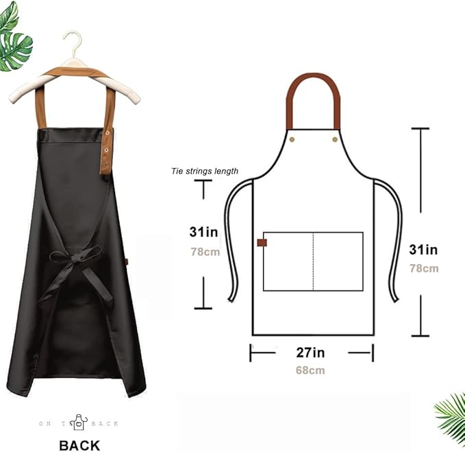 Kitchen Bib Apron with Pockets, Women Men Adjustable Neck Strap Water Resistant Apron for Chef Artist Waiter
