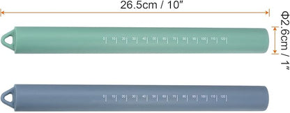 HARFINGTON 2pcs Silicone Rolling Pin 10" Stainless Silicone Surface Non-Stick Stainless Steel Inner Core Dough Roller Kitchen Roller for Baking Pastry Pizza Fondant Bread, Blue,Green