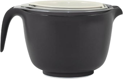 Glad Mixing Bowls with Pour Spout, Set of 4 - Nesting Plastic Bowls (1.2qt, 1.9qt, 2.8qt, and 3qt with Handle) - Non Slip Base, Dishwasher Safe Kitchen Cooking and Baking Supplies, Grey - Image 7