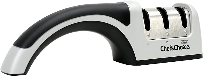 Chef'sChoice Manual Knife Sharpeners for 15- and 20-Degree Straight-Edge and Serrated Knives with Diamond Abrasives Precise Angle Control & Compact Footprint, 2-Stage, Gray by ChefsChoice