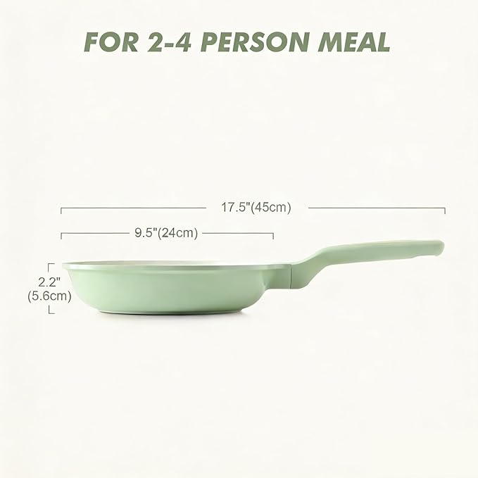 SENSARTE Nonstick Ceramic Frying Pan 9.5-Inch, Healthy Non Toxic Skillet, Induction Compatible Omelet Pan with Heat Resistant Handle, PFAS-Free, Mint Green - Image 7