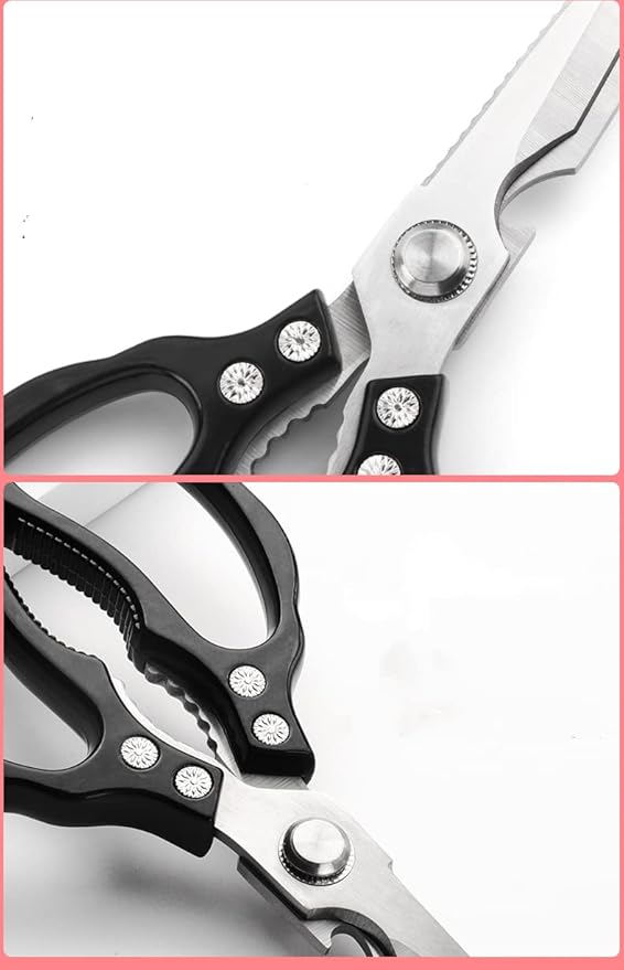 AWinjoy Heavy Duty Sharp Kitchen Scissors, Dishwasher Safe, Cooking Shears for Meat, Chicken, Fish, Poultry, Herb, Bread (Black) - Image 5