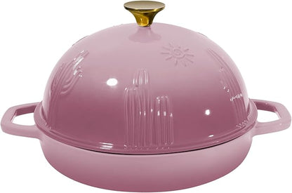 Flavehc Bread Oven Cast Iron Bread Dutch Oven with Cloche Lid for Bread Baking BerryPink Enameled Cast Iron Bread Oven with Dome Lid for Sourdough 5 qt by FLAVEHC
